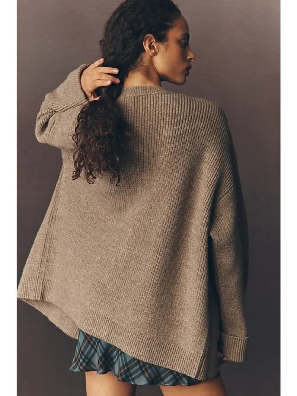 By Anthropologie Cozy Oversized Cardigan Sweater Beige OS - Picture 2 of 3